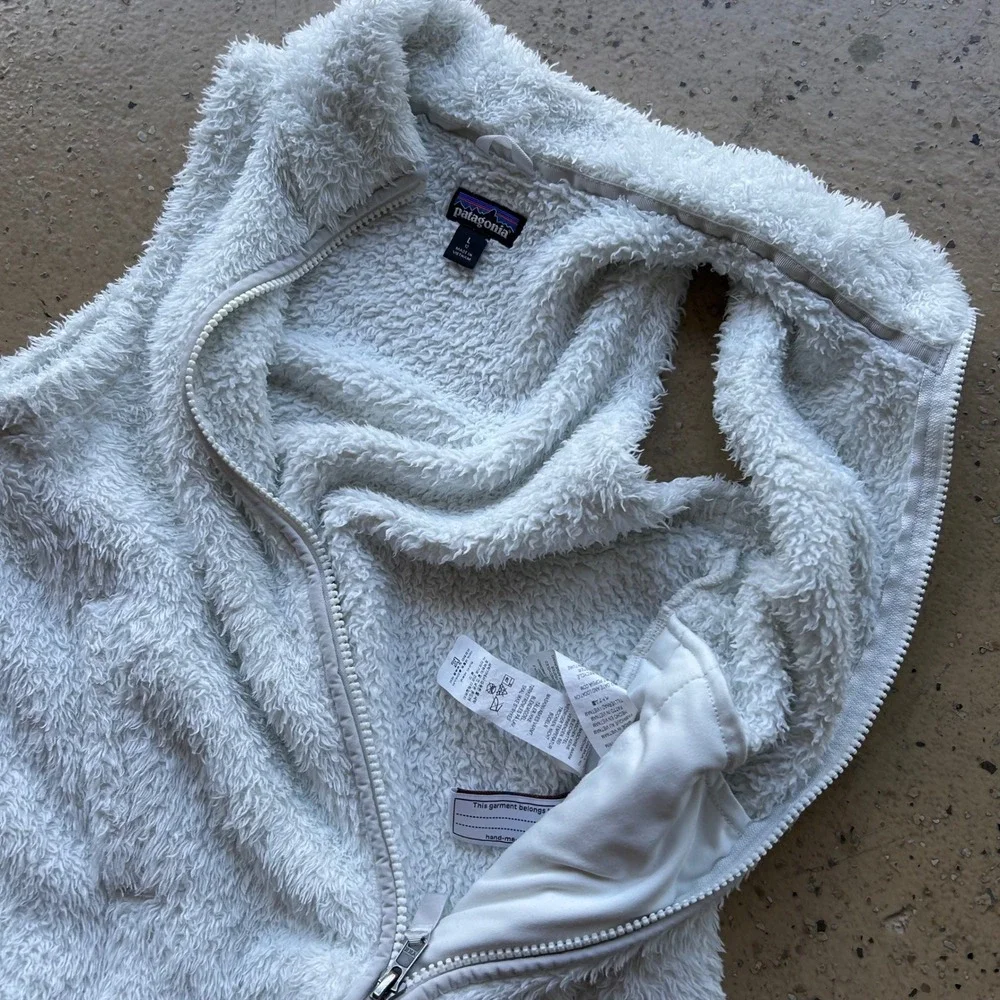 Patagonia Girls Fleece Vest White Cream Full Zip Size Large 12